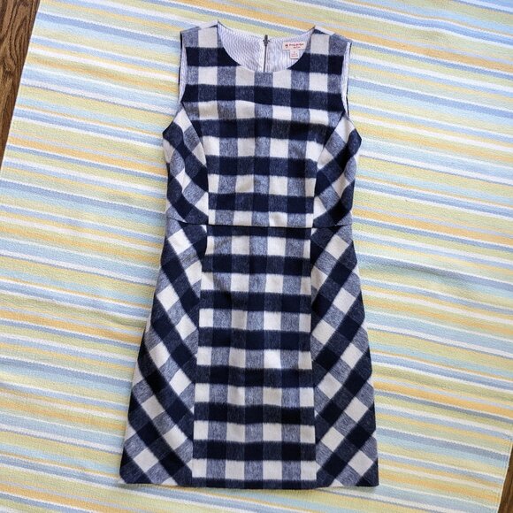 Brooks Brothers Red Fleece Dress Women's Size 2 Navy / White Plaid - Picture 1 of 12